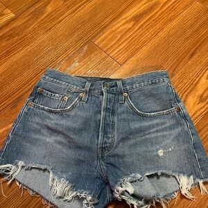 Levi's Distressed Blue Denim Shorts